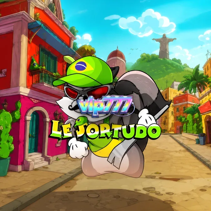 Smokey o guaxinim em uma rua brasileira ensolarada no jogo Le Sortudo